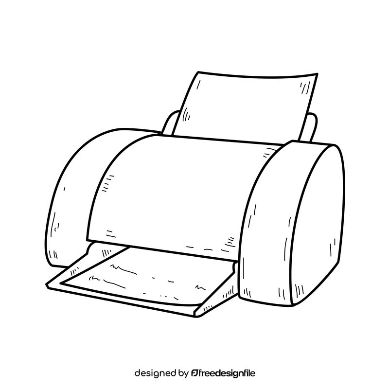 Printer drawing black and white clipart