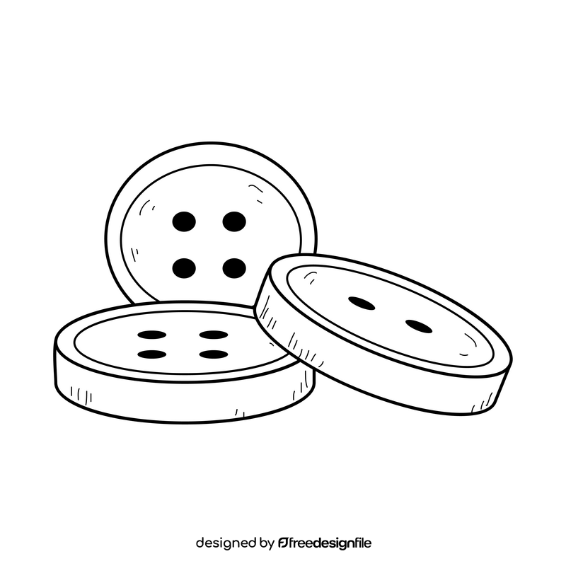 Sewing buttons drawing black and white clipart