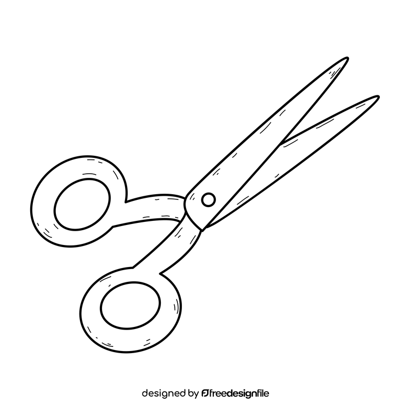 Scissors drawing black and white clipart