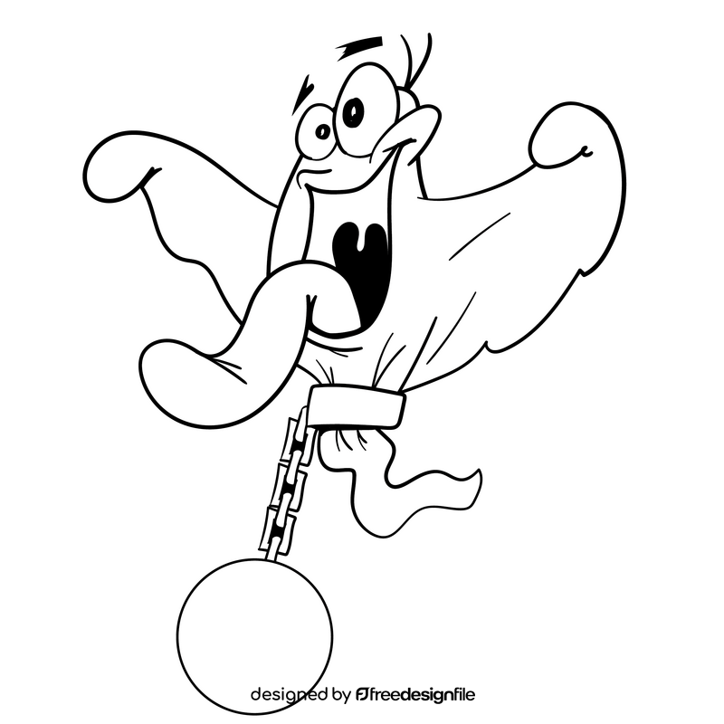 Ghost cartoon drawing black and white clipart