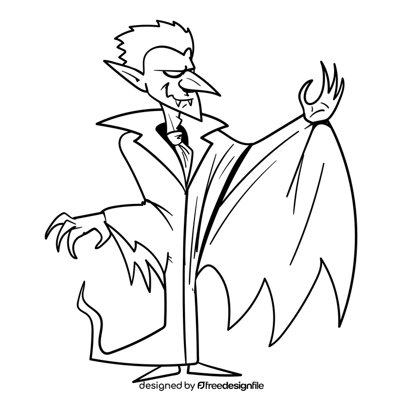 Dracula cartoon drawing black and white clipart