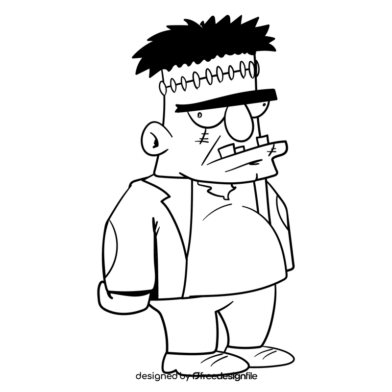 Frankenstein cartoon drawing black and white clipart