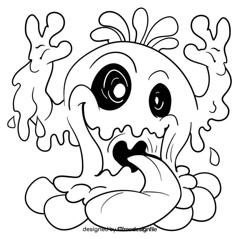 Blob cartoon drawing black and white clipart