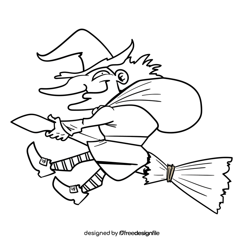 Witch cartoon drawing black and white clipart free download