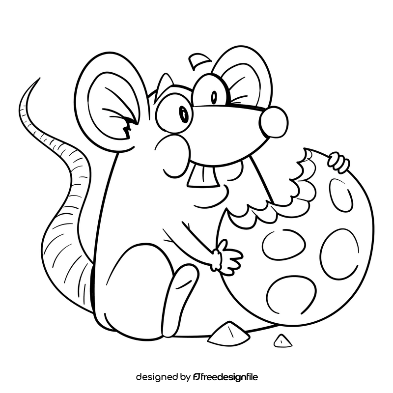 Mouse cartoon drawing black and white clipart