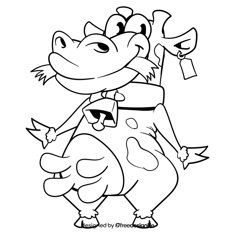 Cow cartoon drawing black and white clipart