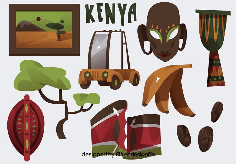 Kenya icon set vector