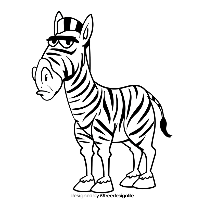 Zebra cartoon drawing black and white clipart