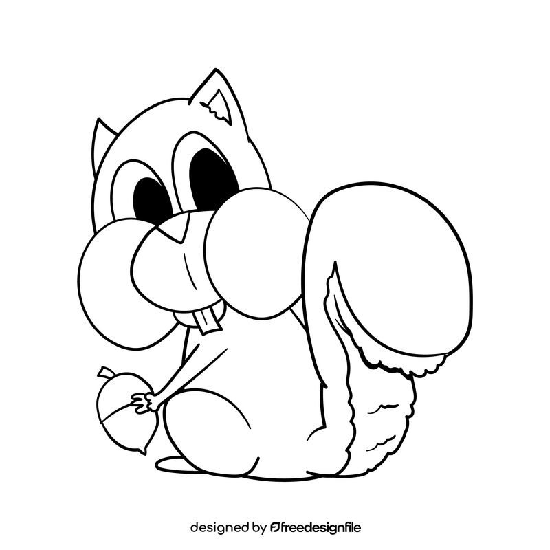 Squirrel cartoon drawing black and white clipart