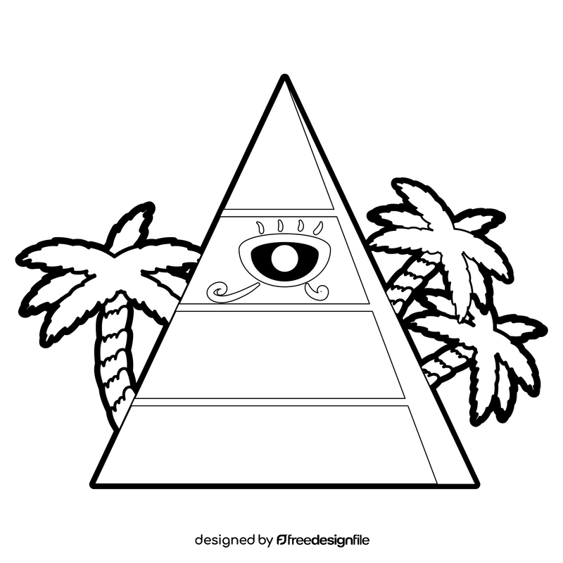 Pyramid cartoon drawing black and white clipart