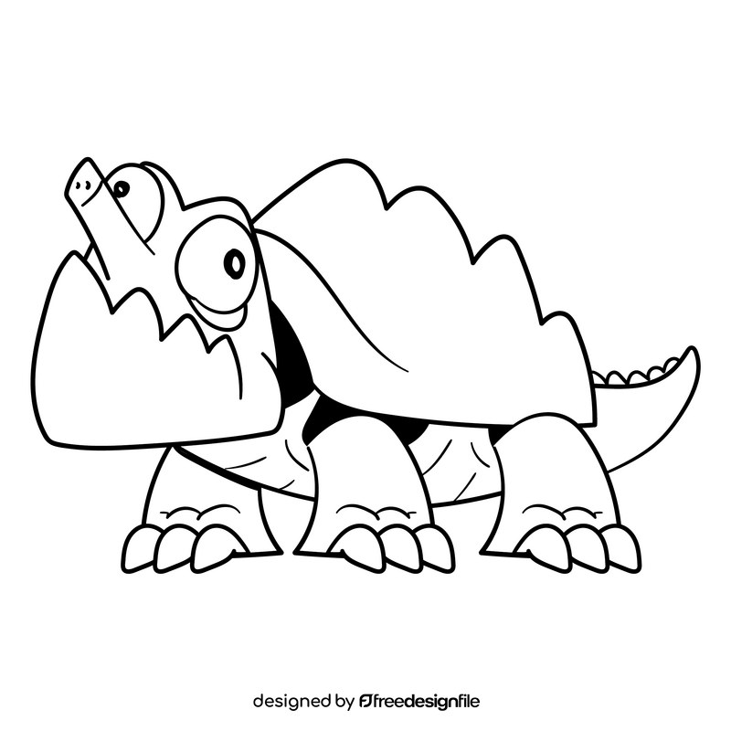 Turtle cartoon drawing black and white clipart