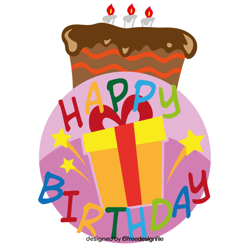 Happy birthday, birthday cake, birthday gift clipart