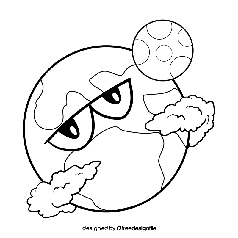 Earth cartoon drawing black and white clipart