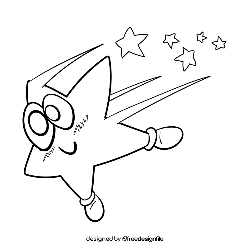 Star cartoon drawing black and white clipart