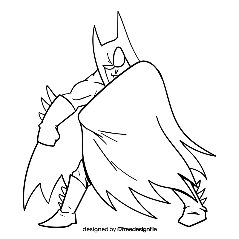 Batman cartoon drawing black and white clipart