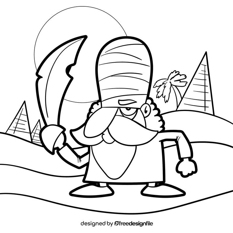 Warrior cartoon drawing black and white vector