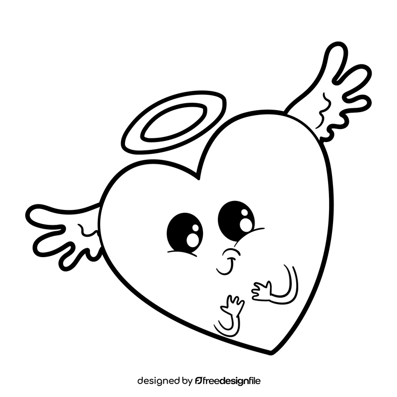 Heart cartoon black and white clipart