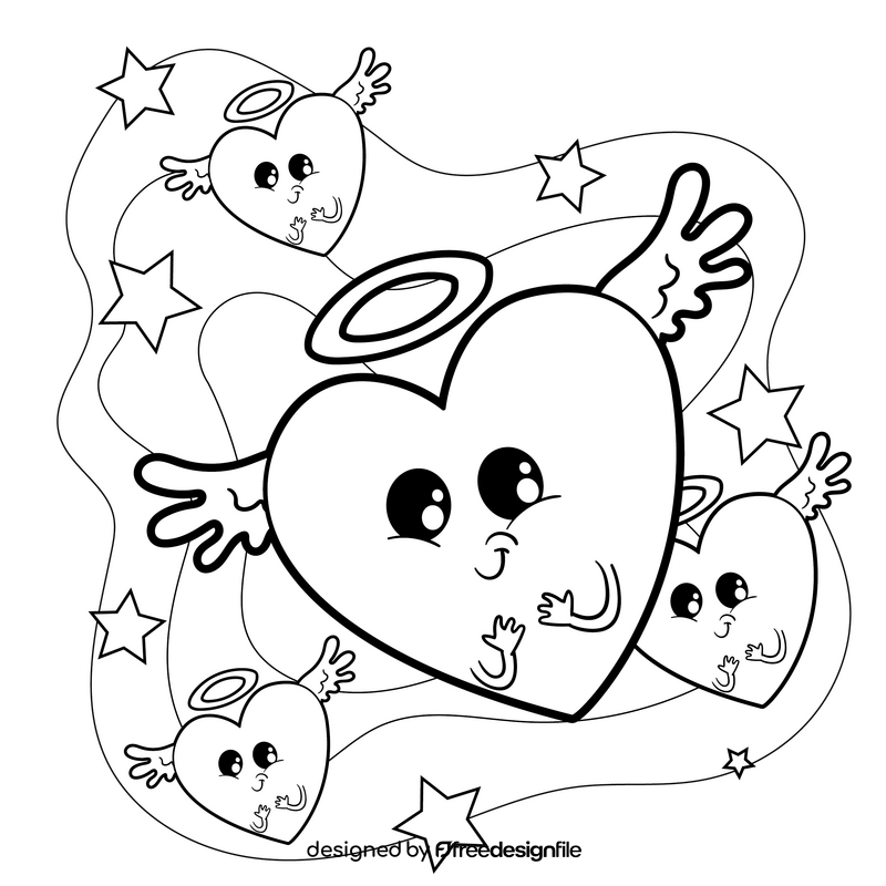 Heart cartoon drawing black and white vector