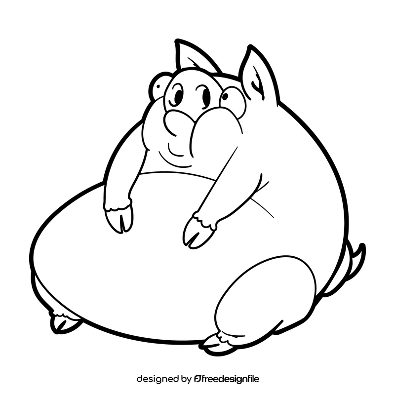 Pig cartoon black and white clipart
