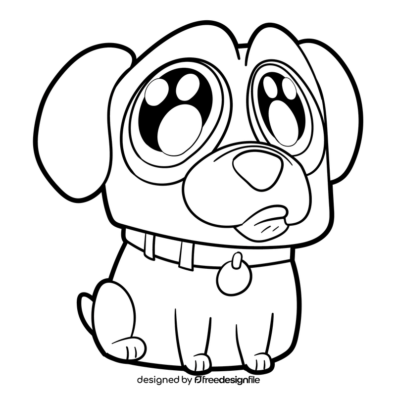 Cute Dog cartoon black and white clipart