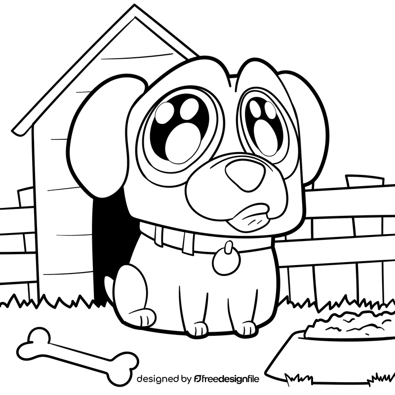 Cute Dog cartoon drawing black and white vector