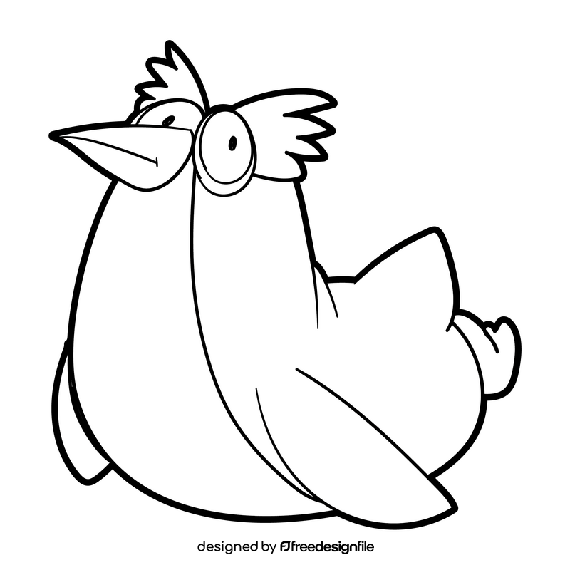 Penguin cartoon black and white clipart