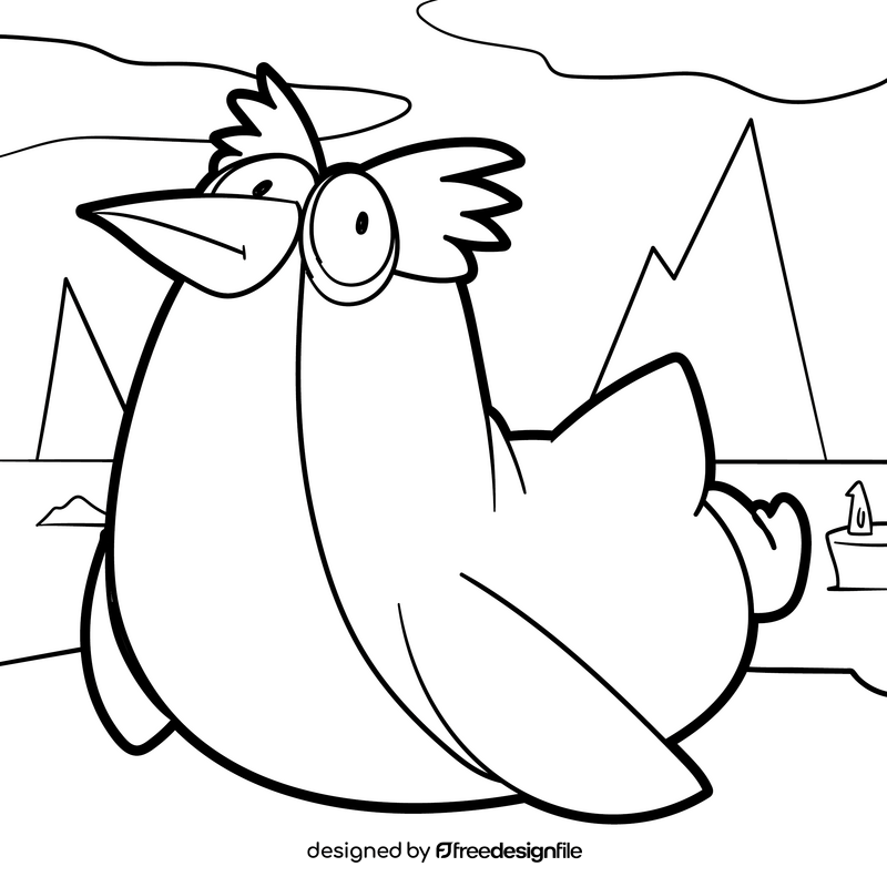 Penguin cartoon drawing black and white vector