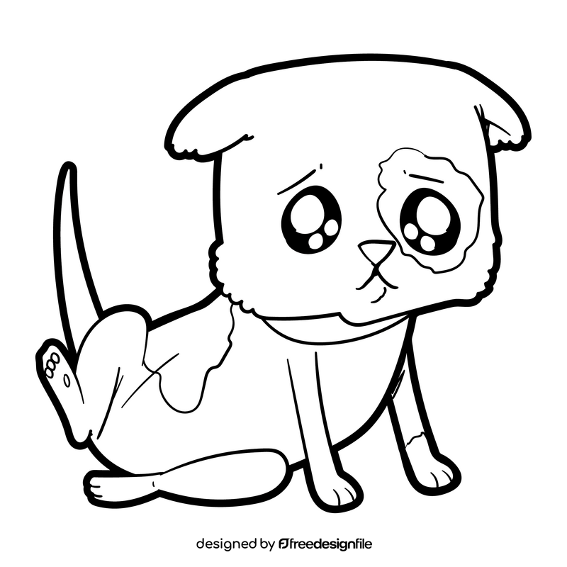 Cute puppy cartoon black and white clipart