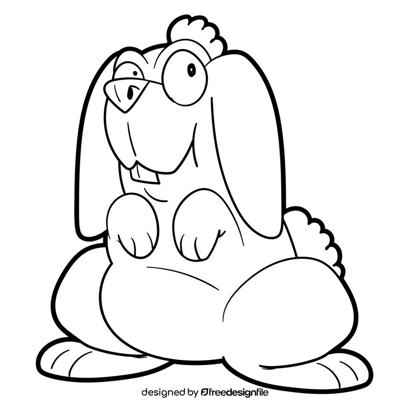 Rabbit cartoon black and white clipart