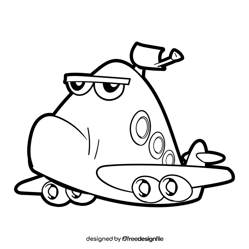 Plane cartoon black and white clipart