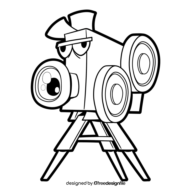 Movie cartoon black and white clipart