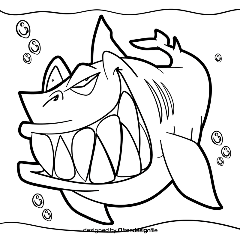 Shark cartoon drawing black and white vector