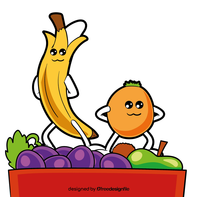 Fruits banana and orange cartoon vector