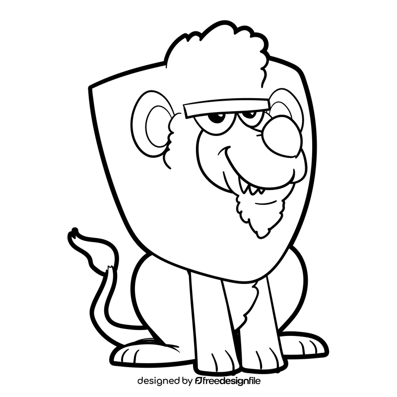 Lion cartoon black and white clipart