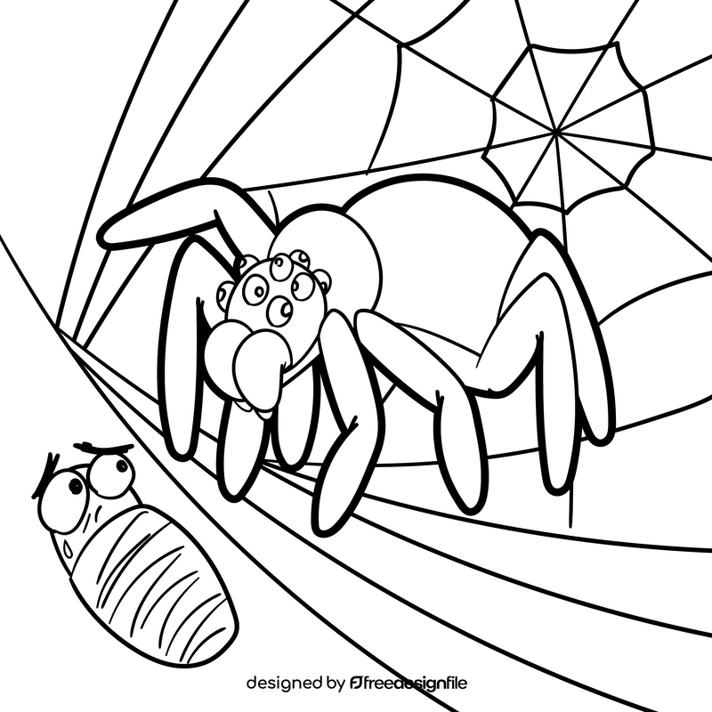 Spider cartoon drawing black and white vector