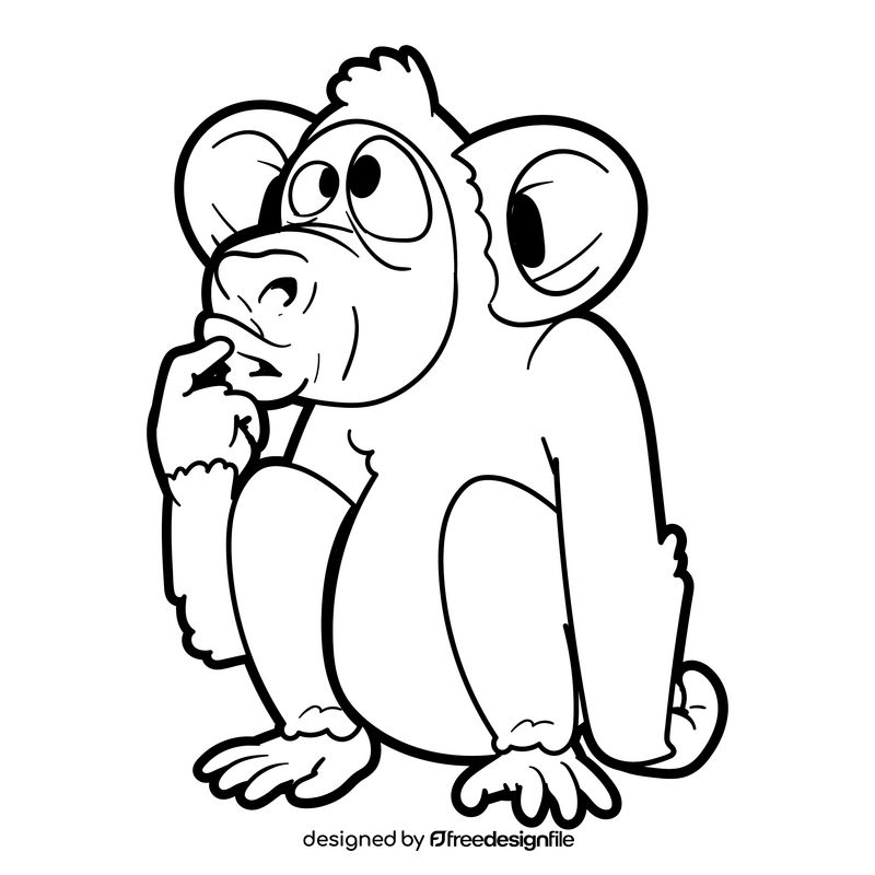 Monkey cartoon black and white clipart