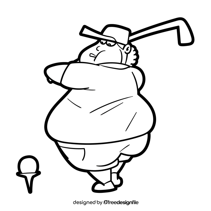 Sport golf cartoon black and white clipart