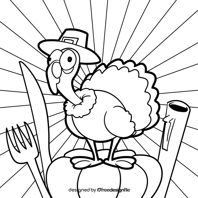 Thanksgiving cartoon drawing black and white vector