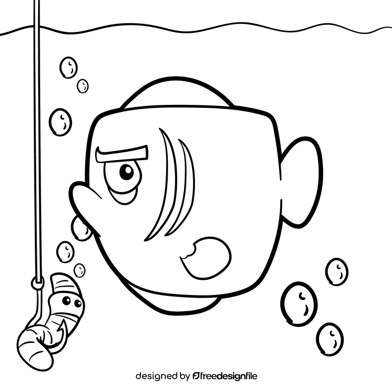 Fish cartoon drawing black and white vector