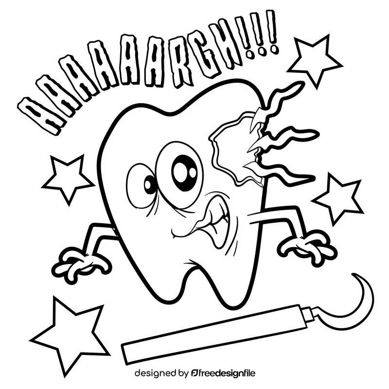 Teeth cartoon drawing black and white vector