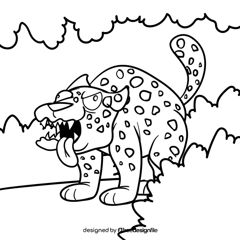 Jaguar cartoon drawing black and white vector