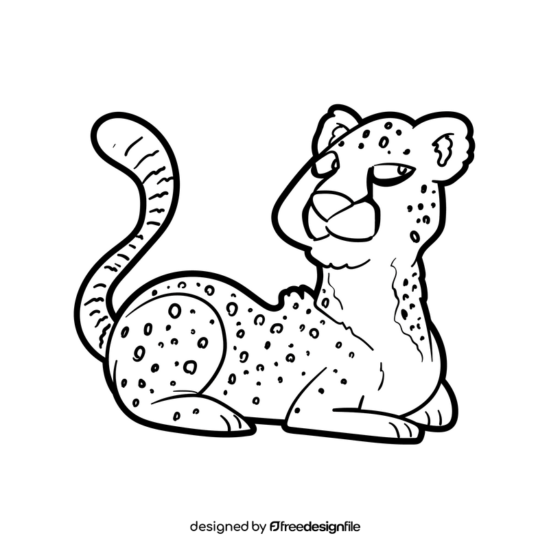 Cheetah cartoon black and white clipart