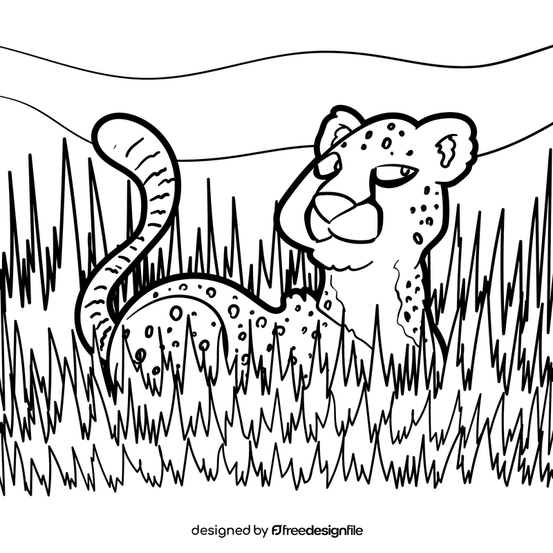 Cheetah cartoon drawing black and white vector