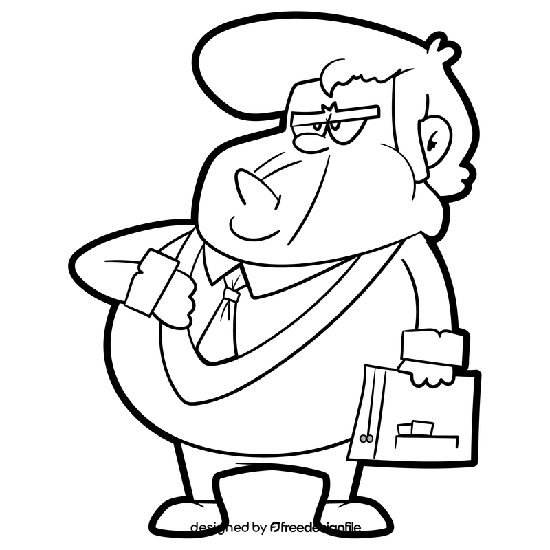 Businessman cartoon black and white clipart
