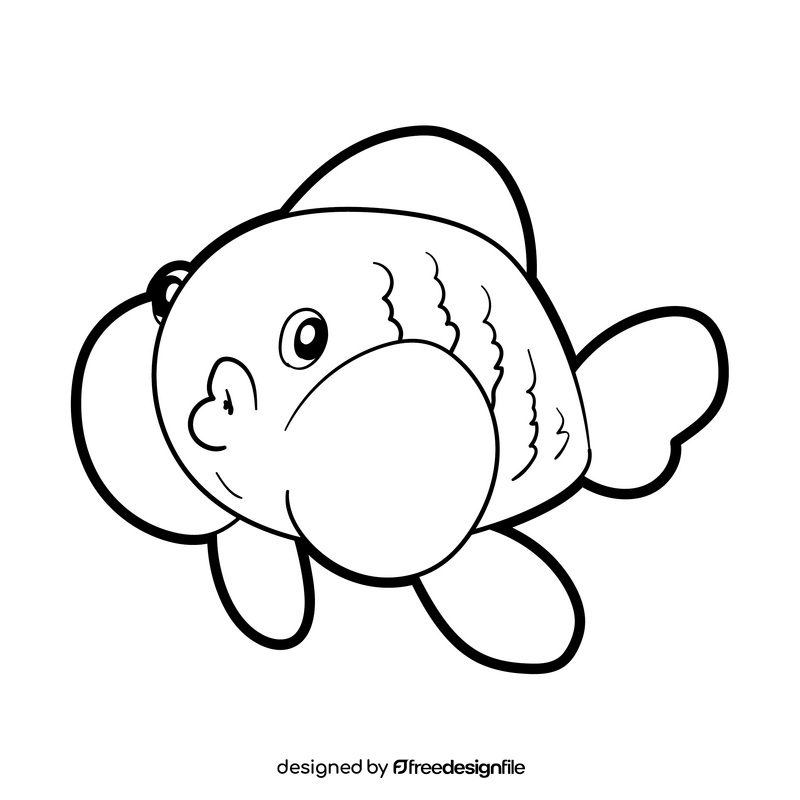 Goldfish cartoon black and white clipart