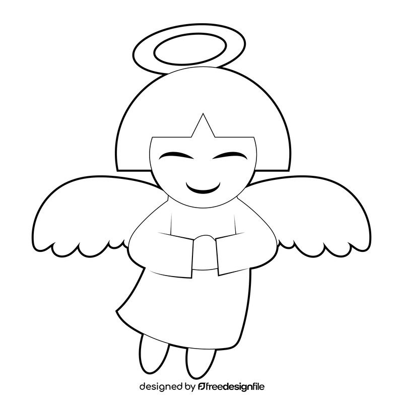 Angel cartoon black and white clipart vector free download