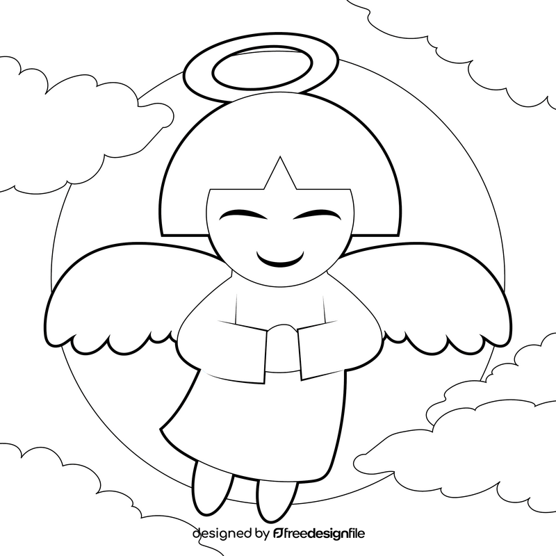 Angel cartoon drawing black and white vector