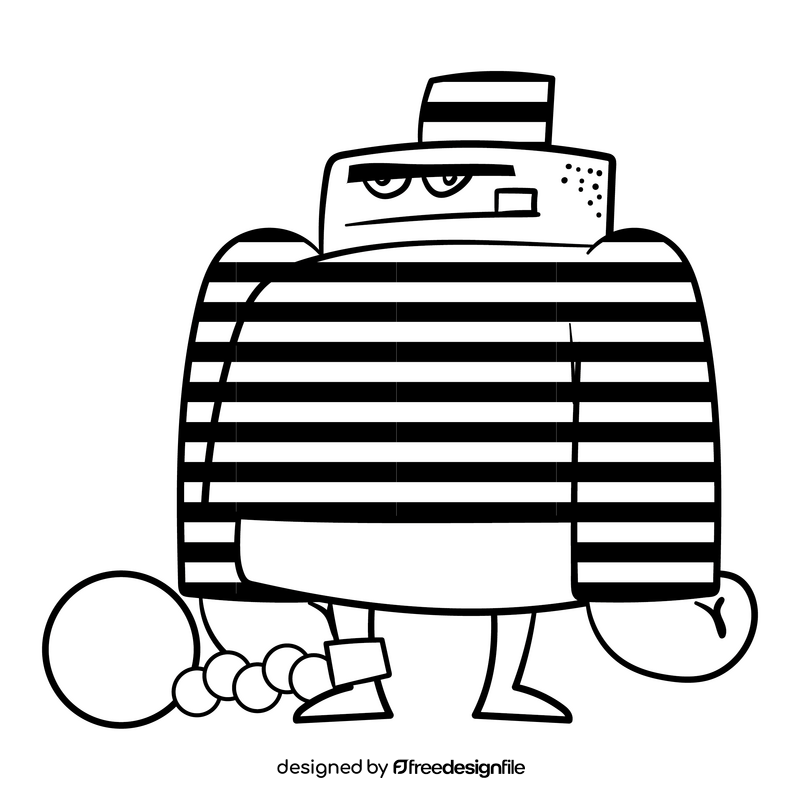 Prisoner cartoon black and white clipart