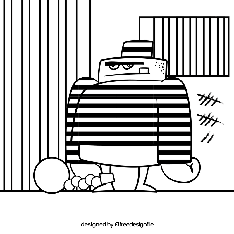 Prisoner cartoon drawing black and white vector