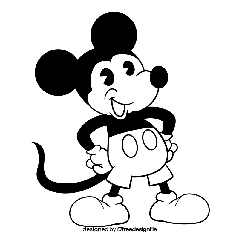 Mickey mouse cartoon black and white clipart